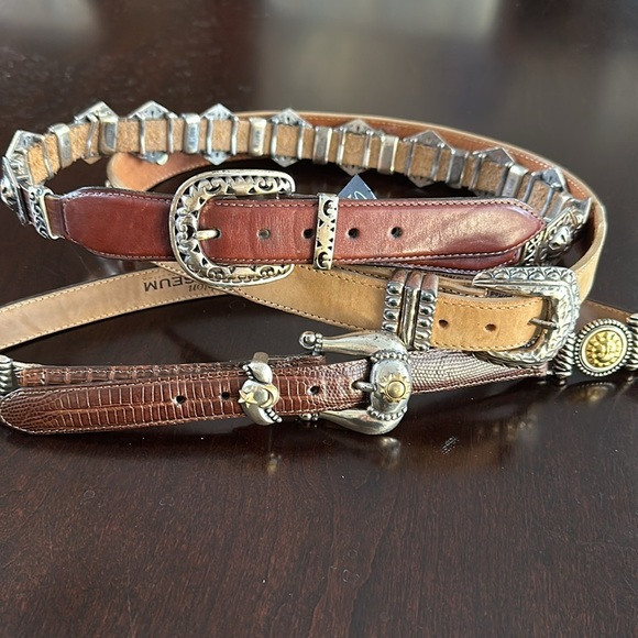 Stylish Women's Leather Belt Set - Brown and Tan - Picture 1 of 12